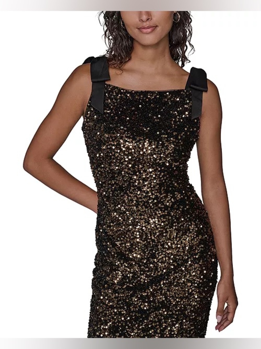 Karl Lagerfeld Paris Sequin Velvet Dress Black/Gold Size 8